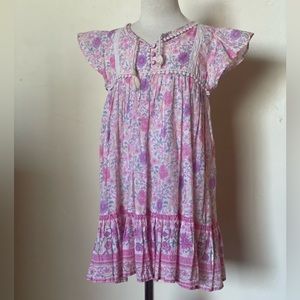 Spell | Little Gypsies Pink Folk Town Boho Dress | 5Y